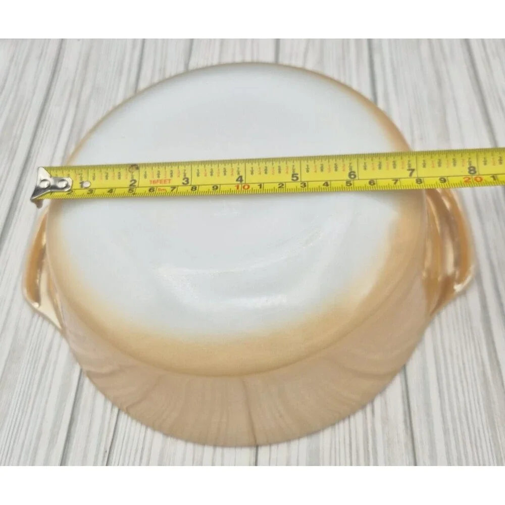Vintage Anchor Hocking Fire King #437 Peach Luster Casserole Dish 1.5 Qt 1950s